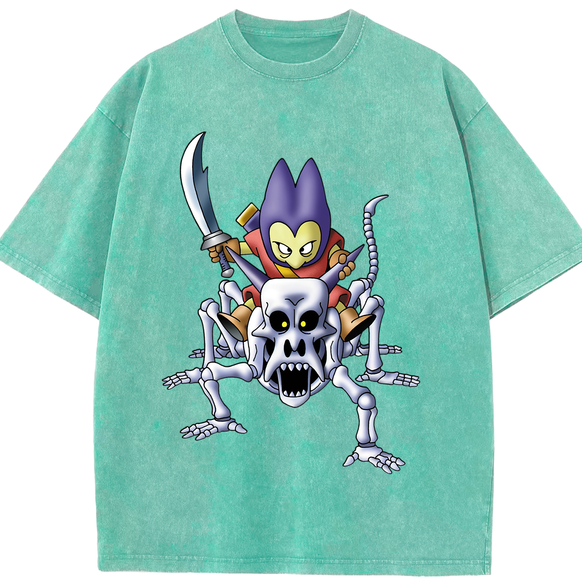 （画像用） ドラゴンクエスト Doragon Kuesuto Dragon Quest 綿100% ヴィンテージ風 半袖Tシャツ（フロントプリント）
